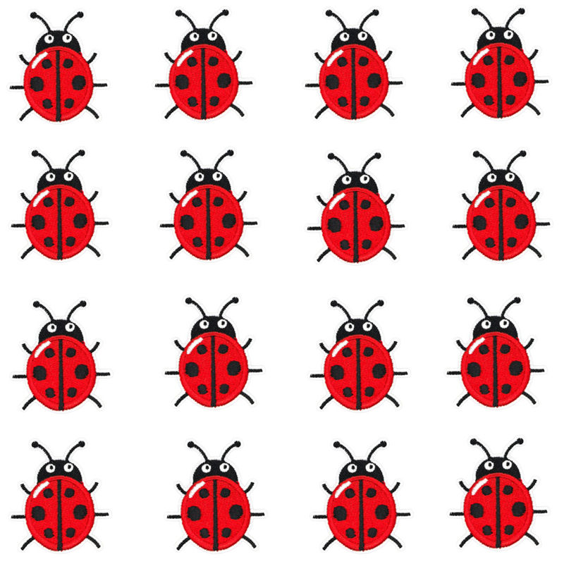 Embroidery Lady Bug - 16 pièces/lot, patch coccinelle rouge pour
