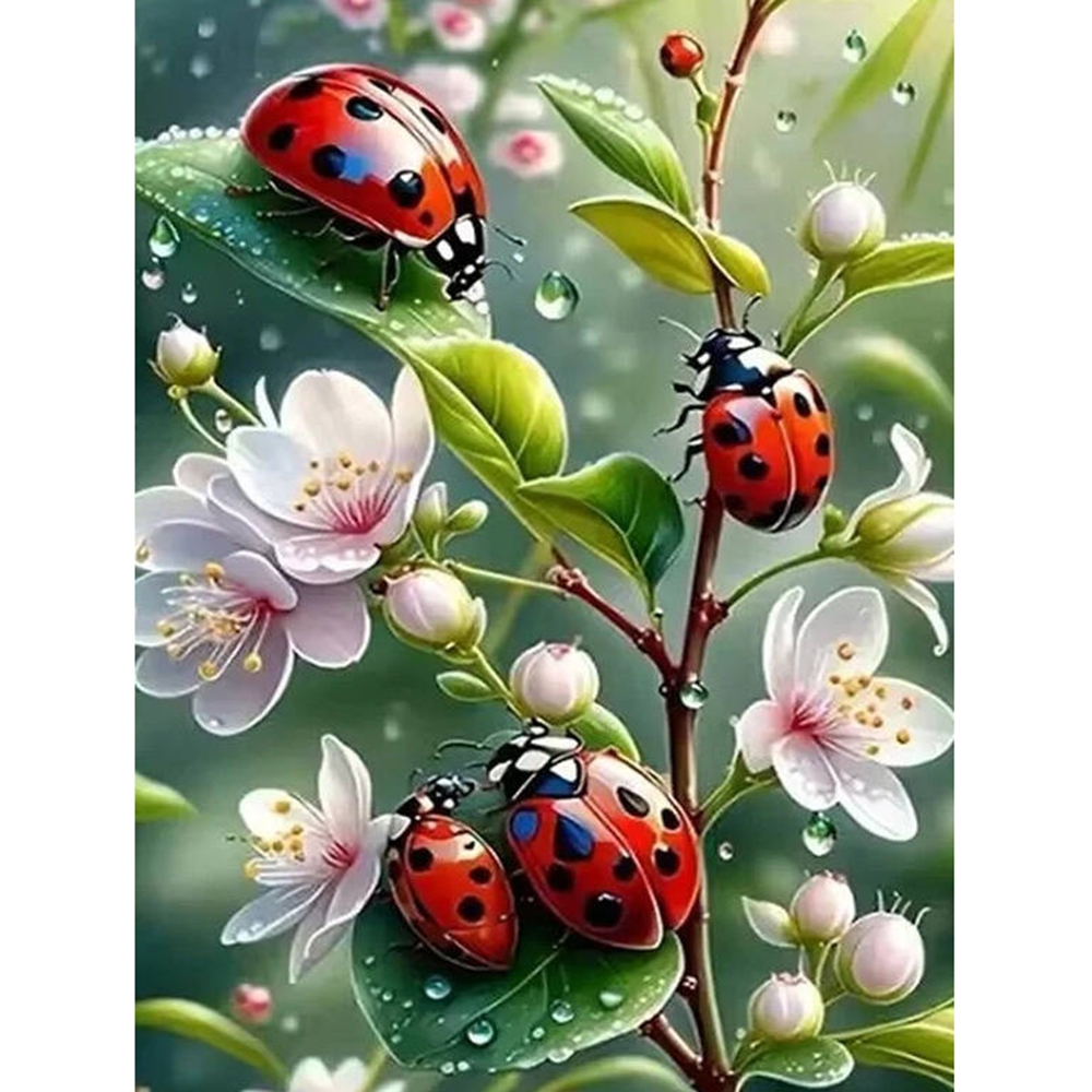 Embroidery Lady Bug - Peinture au diamant 5D sans cadre,