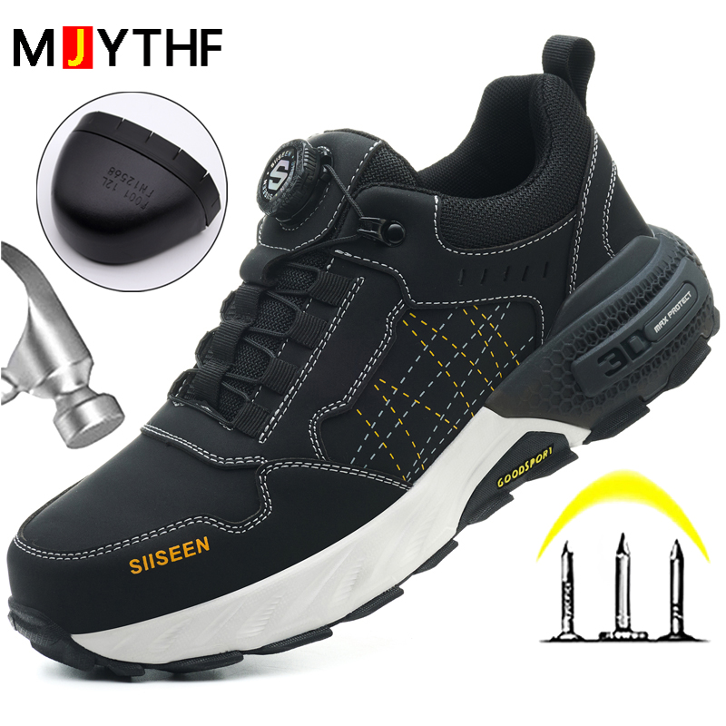 Embroidery Garments - Chaussures de sécurité en cuir noir