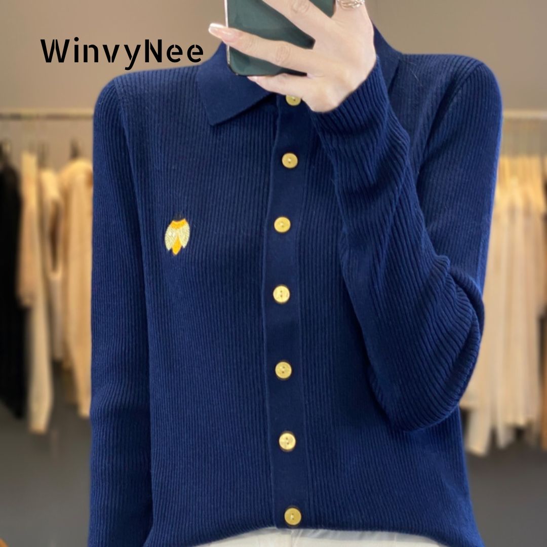 Embroidery Lady Bug - WinvyNee – Cardigan à col polo