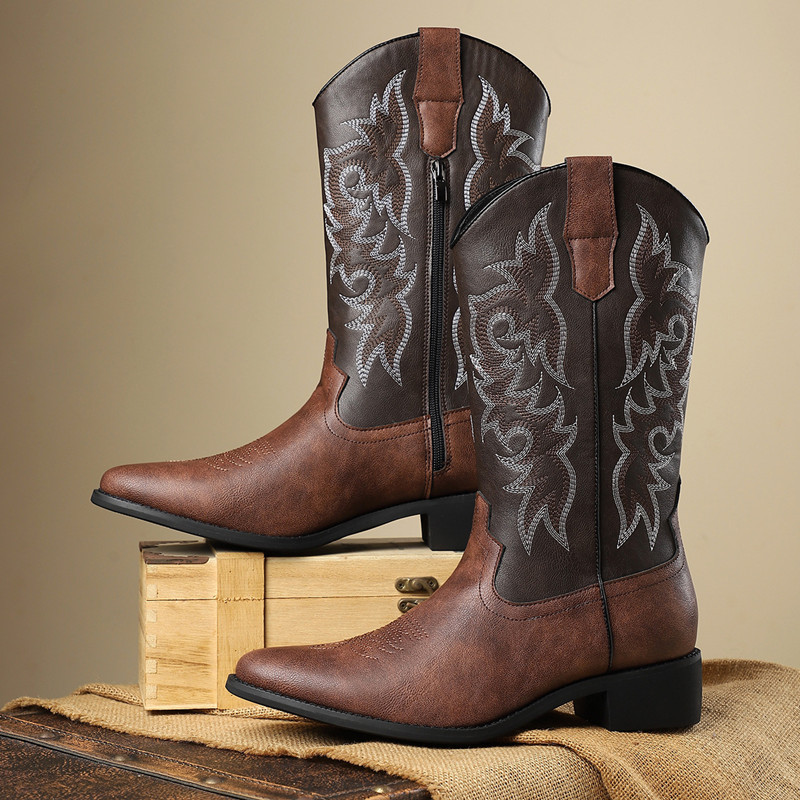 Embroidery Garments - Nouvelles bottes hautes pour hommes, brodées,
