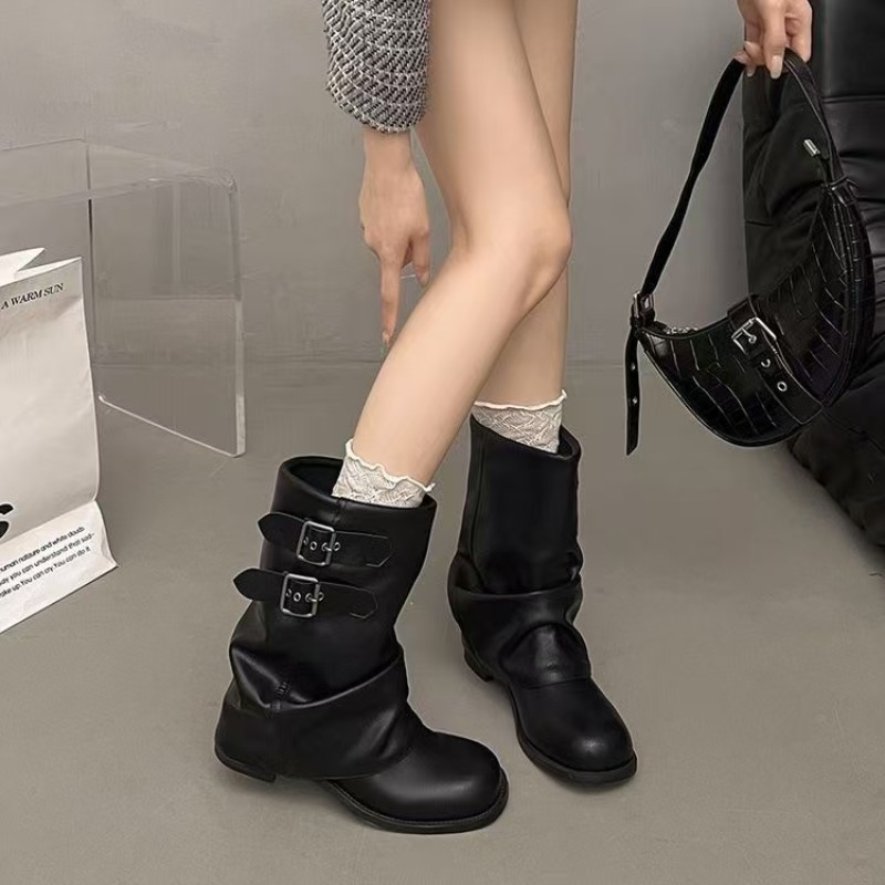 Bottes mi-mollet noires pour f - Embroidery Garments avis et prix