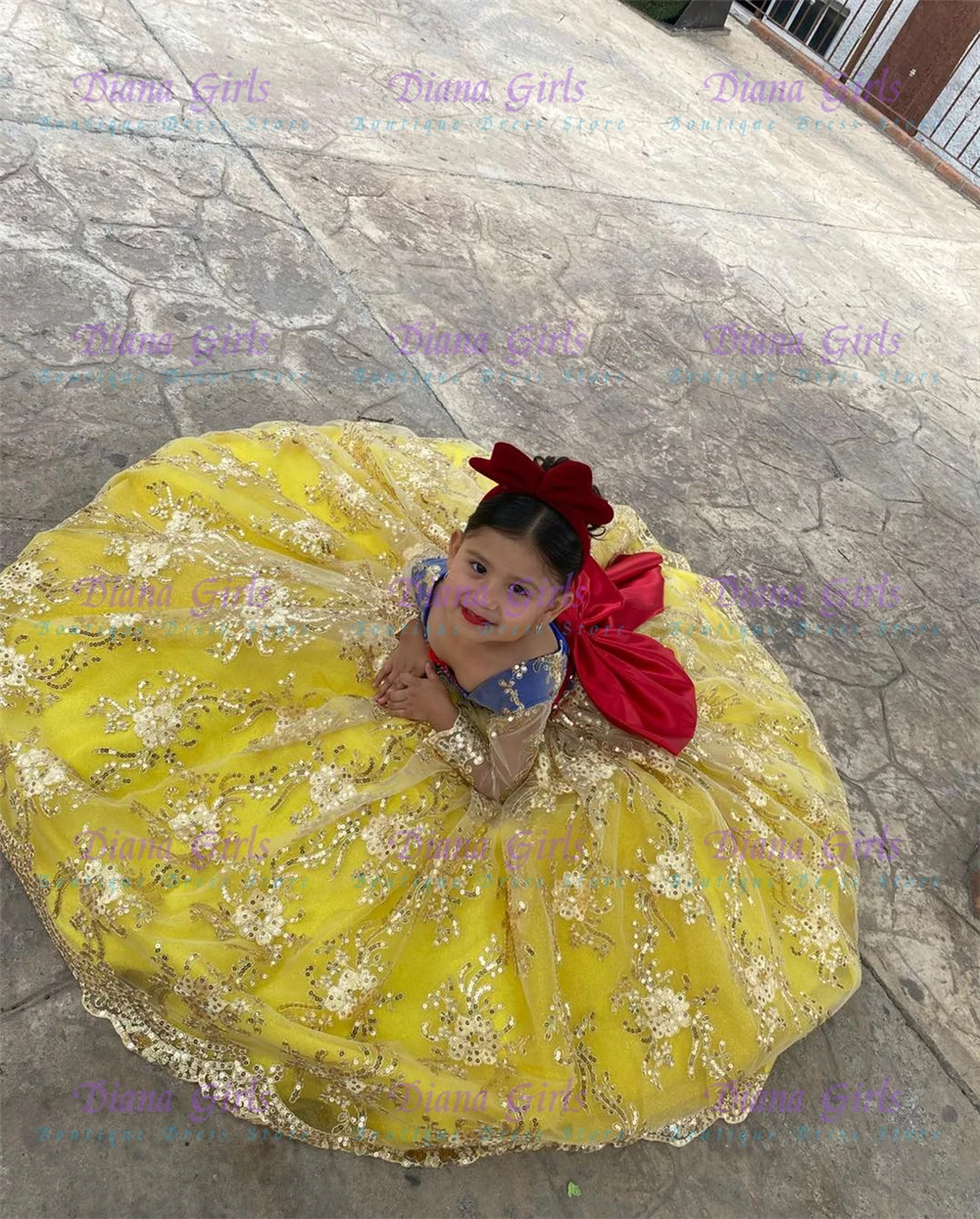 Qualité belle jaune Tulle moel - Embroidery Yellow Dress avis et prix