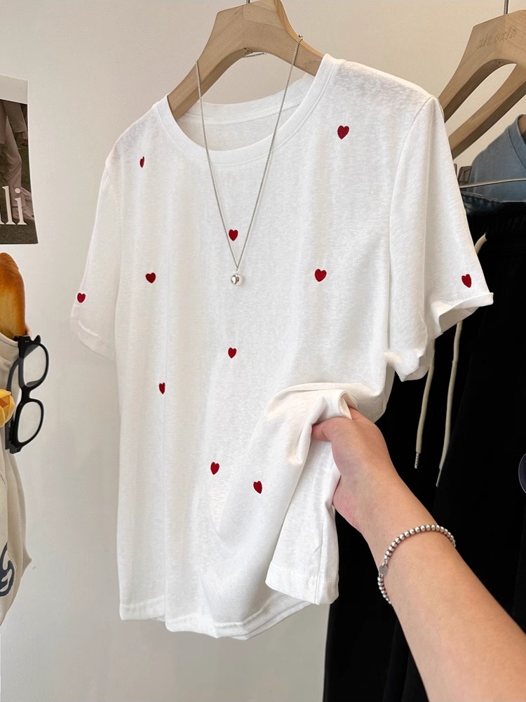 T-shirt d'été ample et léger p - Embroidery Cotton Shirt avis et prix