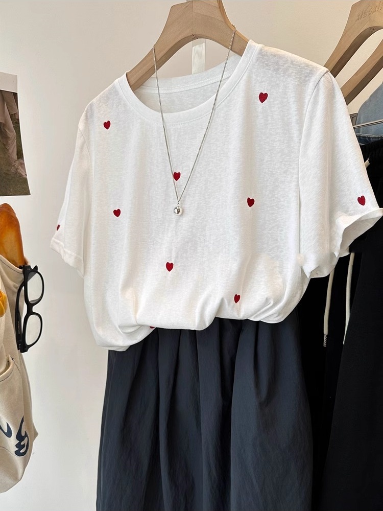 T-shirt d'été ample et léger p - Embroidery Cotton Shirt avis et prix