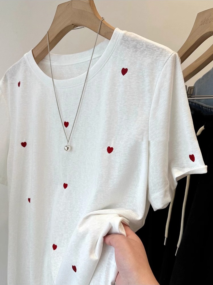 T-shirt d'été ample et léger p - Embroidery Cotton Shirt avis et prix