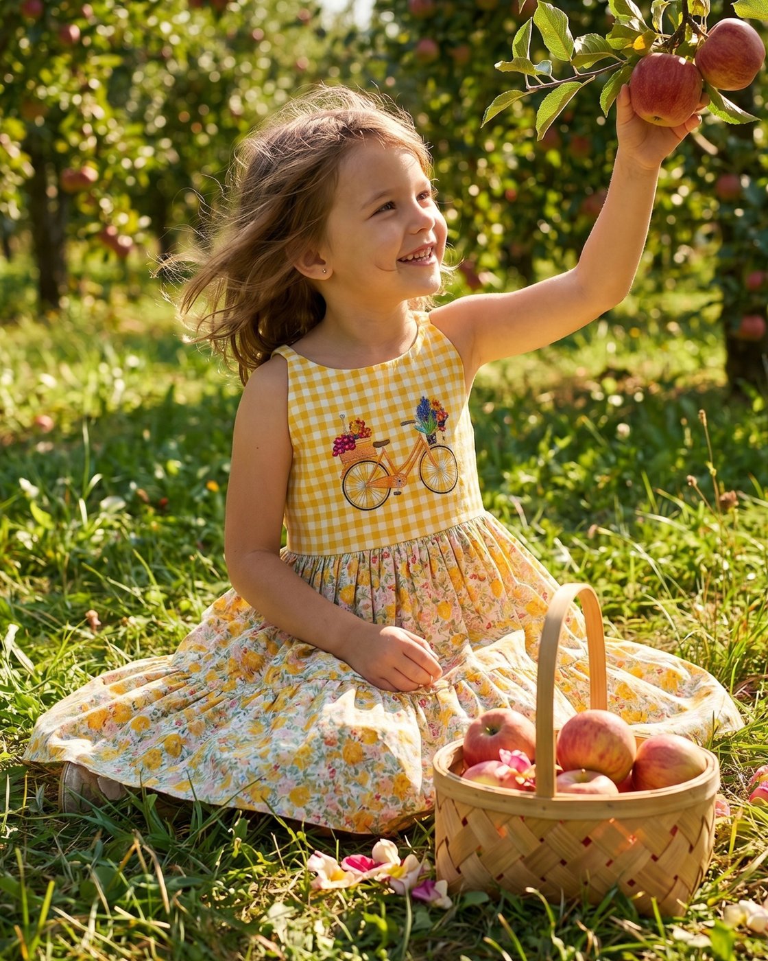 Robe pour filles en coton jaun - Embroidery Yellow Dress avis et prix